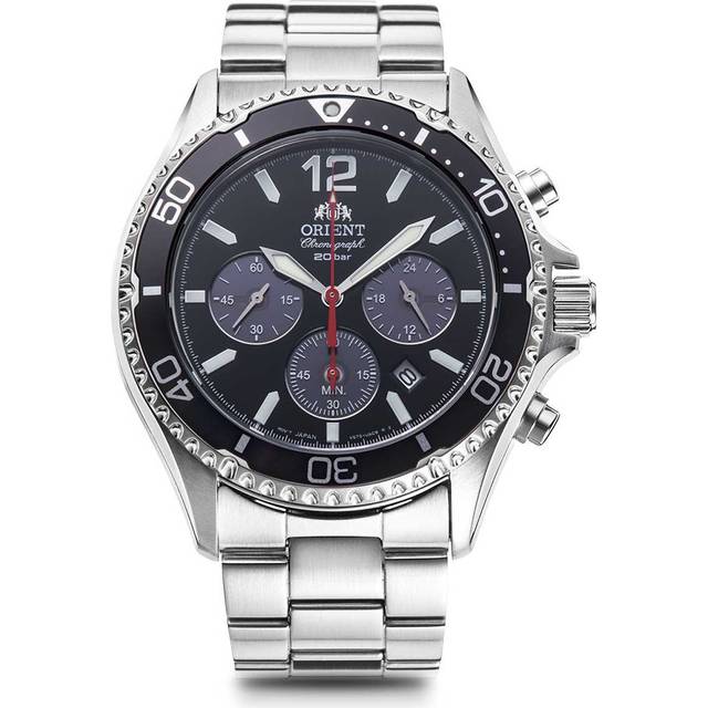 Orient Chronograph Stainless Steel Black Dial Solar Diver&#39;s RA-TX0202B10B 200M Men&#39;s Watch