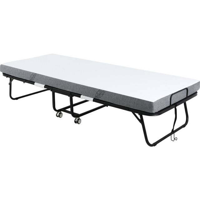 HOMCOM Folding Bed with 10cm Mattress - Portable Foldable Guest Bed with Wheels | TJ Hughes
