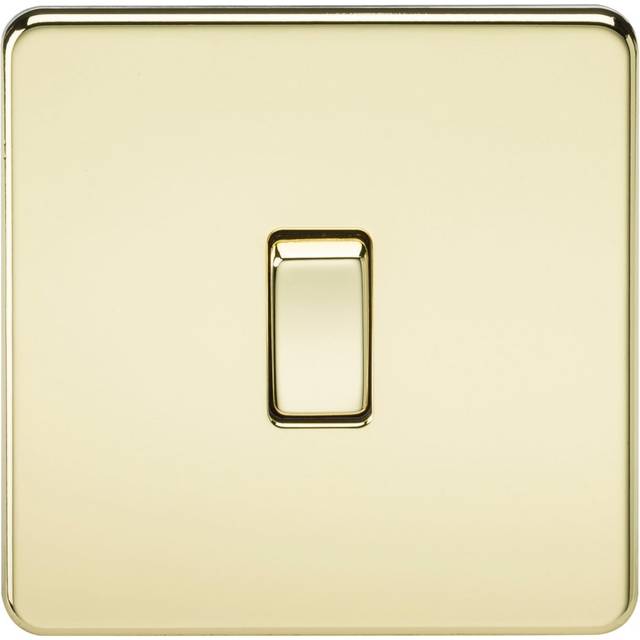 KnightsBridge 10A 1G 2 Way 230V Screwless Polished Brass Electric Wall Plate Switch