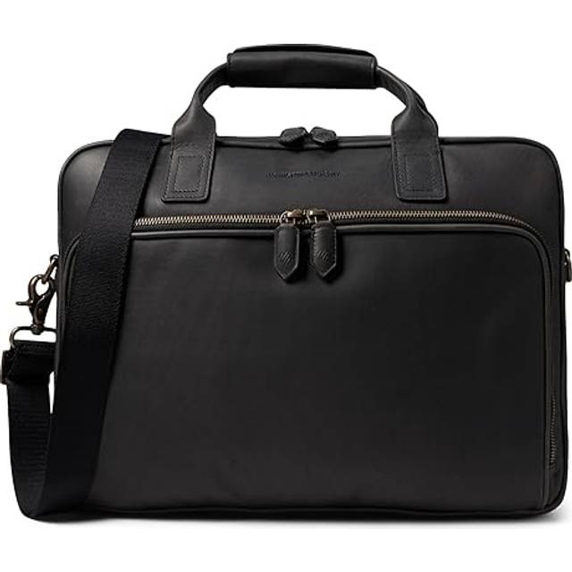 Johnston & Murphy Men's Leather Work Briefcase Laptop Bag Black - Size: One Size