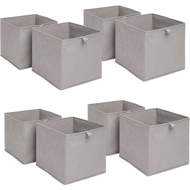 Plain Cube Fabric Storage Boxes - Grey / 8