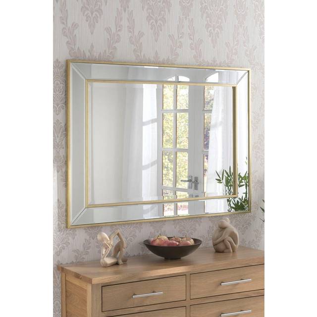 Yearn Brass Gold Angled Bevelled Wall Mirror 105 x 77cm