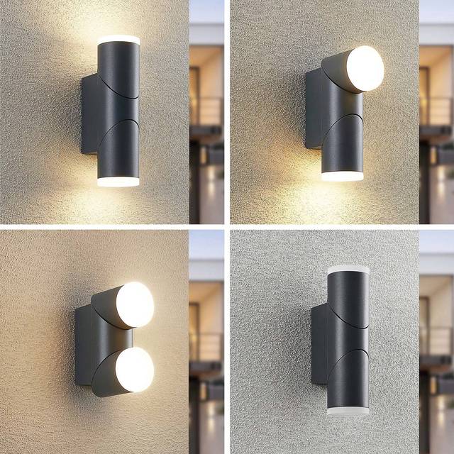 Lindby - Aspyn 2 Outdoor Wall Lamp Dark Grey