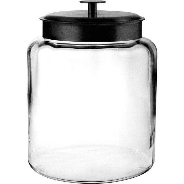 Anchor Hocking 2 gallon Montana glass Jar with Lid (2 piece  black metal  dishwasher safe)