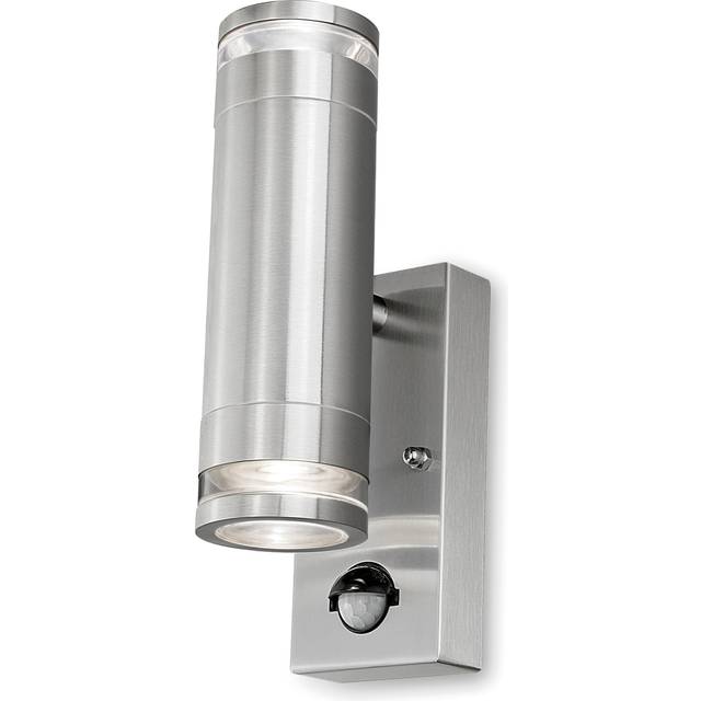 4Lite Marinus Bi-directional GU10 Wall light with PIR - Stainless Steel, Silver