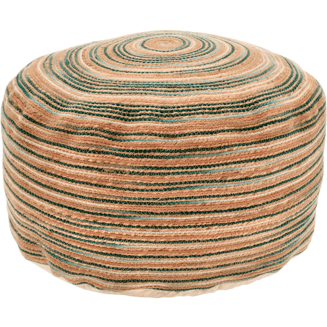 Vem Puff från Villa Collection - Grön/Natur/Rosa färg - 60%Jute/40%Bomull