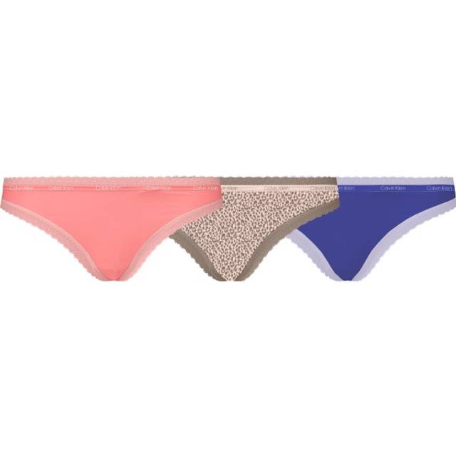 Calvin Klein 3-pack Bottoms Up Refresh Thongs - Blue/Pink - Small