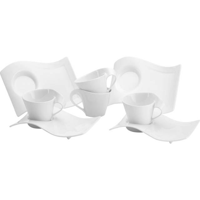Villeroy & Boch - NewWave Caffè, Cappuccino-set, 8 delar, för 4 personer, Premium Porslin, vit