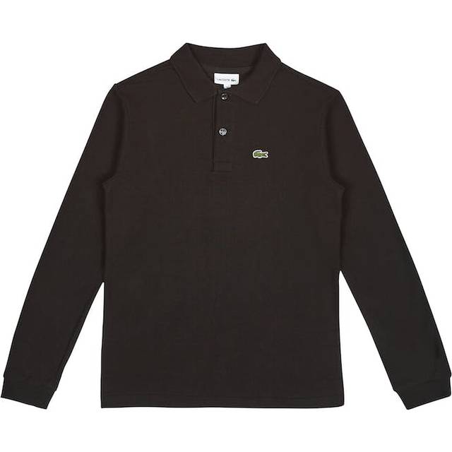 Teen Boy's Black Long Sleeve Cotton Blend Polo Shirt (12 Years)