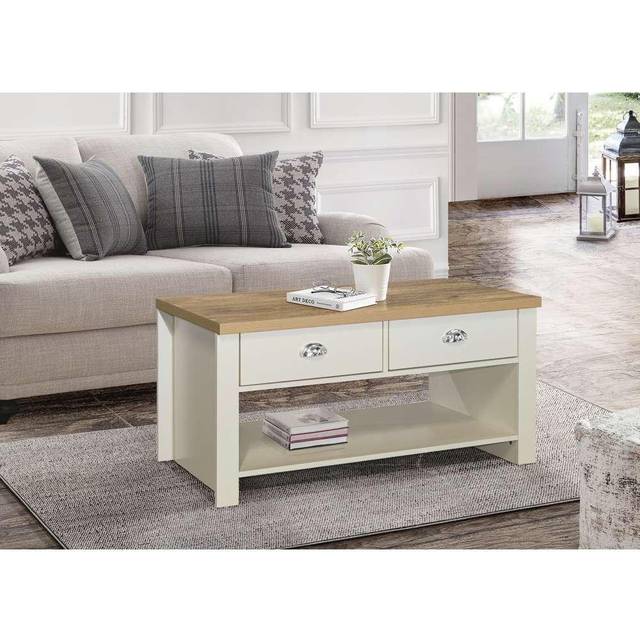 Birlea Highgate 2 Drawer Coffee Table Cream And Oak, Cream