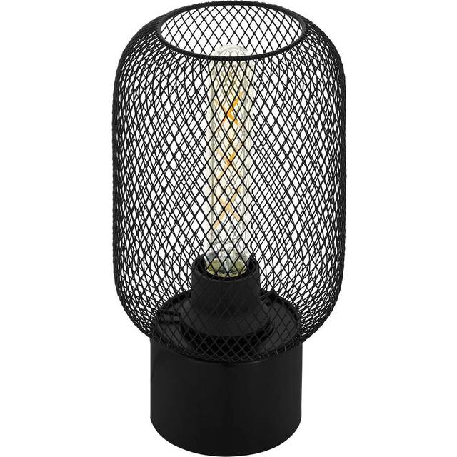 Table Lamp Desk Light Black Steel Round Wire Mesh Shade 1 x 60W E27 Bulb