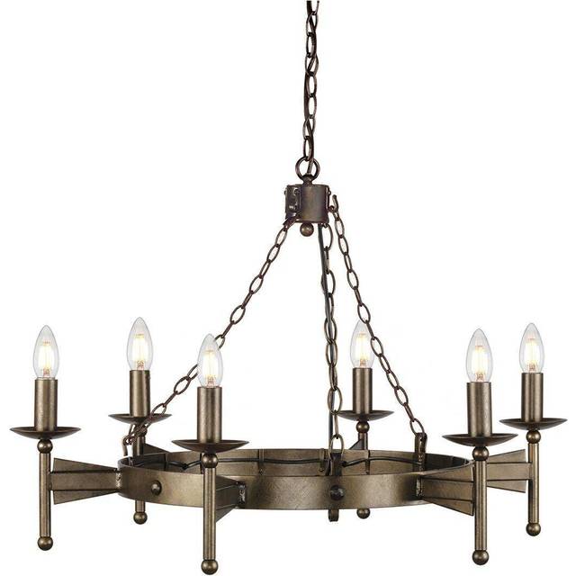 6 Bulb Chandelier Hanging Pendant LIght Old Bronze LED E14 60W Bulb