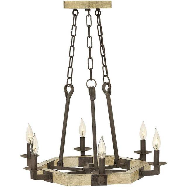 6 Bulb Chandelier Hanging Pendant LIght Iron Rust LED E14 60W Bulb