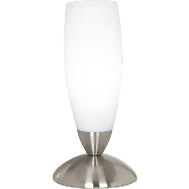 Table Lamp Colour Satin Nickel Shade White Glass In Line Switch Bulb E14 1x40W
