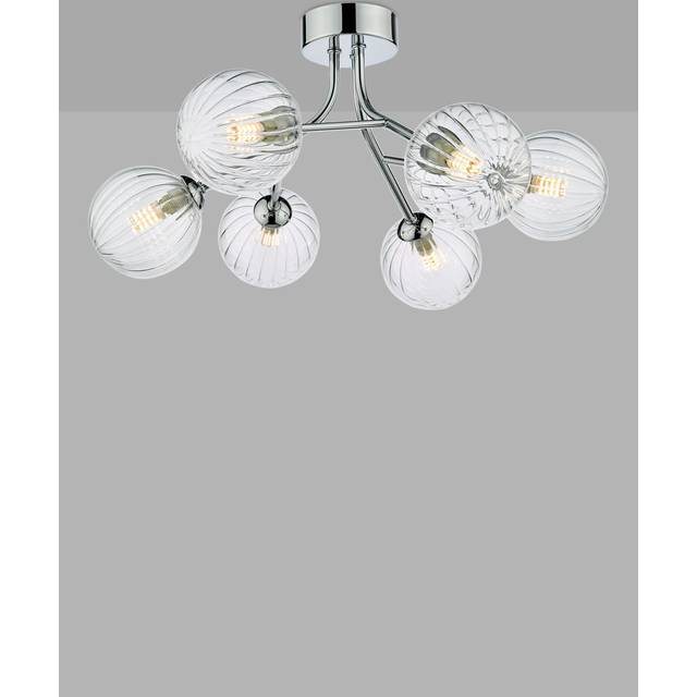 Dar Lighting Group YIS6450 Yiska 6 Light Semi Flush Polished Chrome Ri