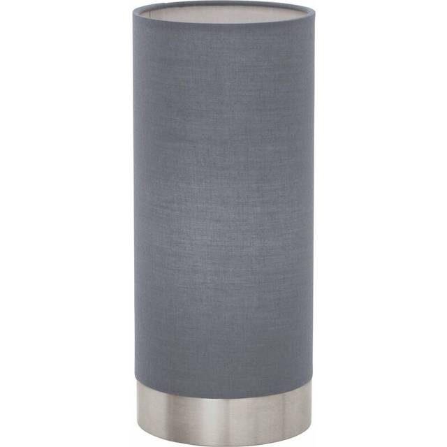 Table Lamp Colour Satin Nickel Shade Grey Fabric Touch On/Off Bulb E27 1x40W