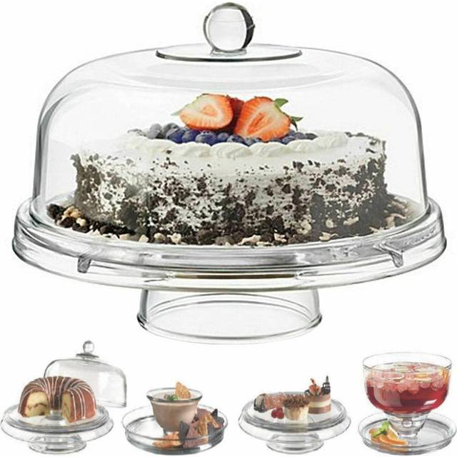 Multi Functional 6in1 Clear Cake Stand - Clear Transparent - White