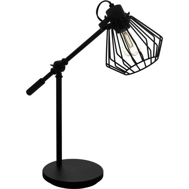 Table Desk Lamp Colour Black Shade Black Open Wire Frame Pivots Bulb E27 1x40W