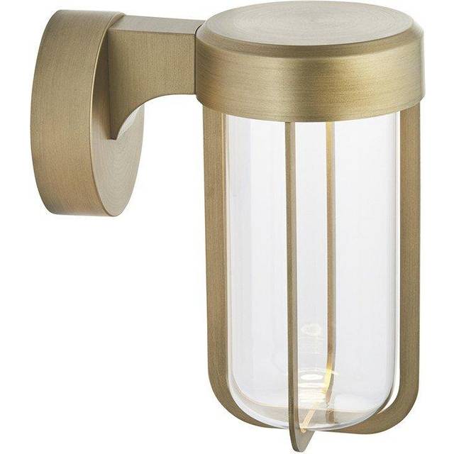 Merano Benevento Clear Glass Shade Brushed Gold LED Outdoor Wall Lamp - 18 x 11 x 20.8cm