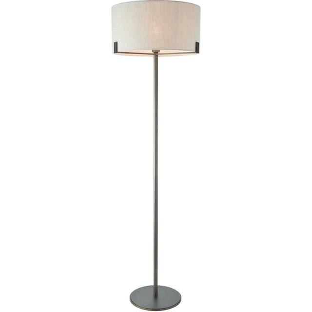 Floor Lamp Light Brushed Bronze & Natural Linen 60W E27 Base & Shade