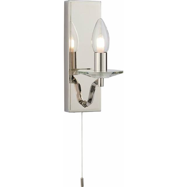 Polished Nickel Bathroom Wall Light & Clear Crystal Detailing Decorative Sconce
