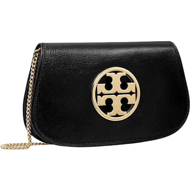 Tory Burch Reva Leather Clutch Bag - Black