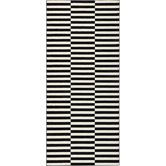 Panel Machine Woven Black/Cream Indoor Rug - Black;Cream (Runner 80 x 200cm)