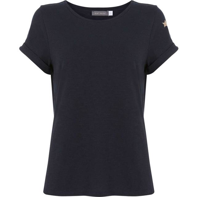Mint Velvet Cotton Star T-Shirt, Dark Blue