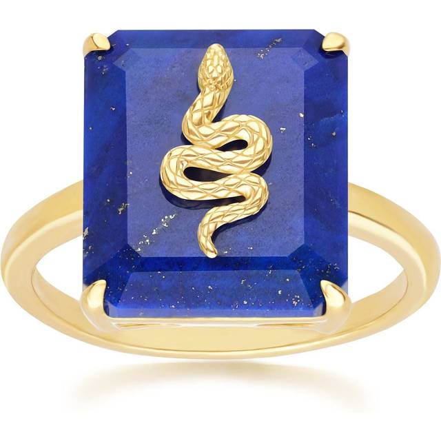 Grand Deco Lapis Lazuli Snake Ring in Gold Plated Sterling Silver