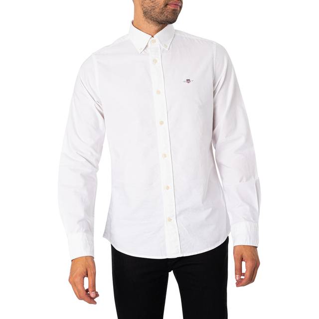 GANT Slim Poplin-skjorta för män, smal passform, Vit, 4XL