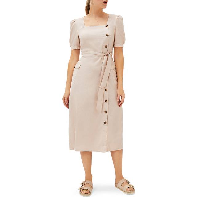 Phase Eight Women's Elletta Square Neck Linen Dress - Stone - 18