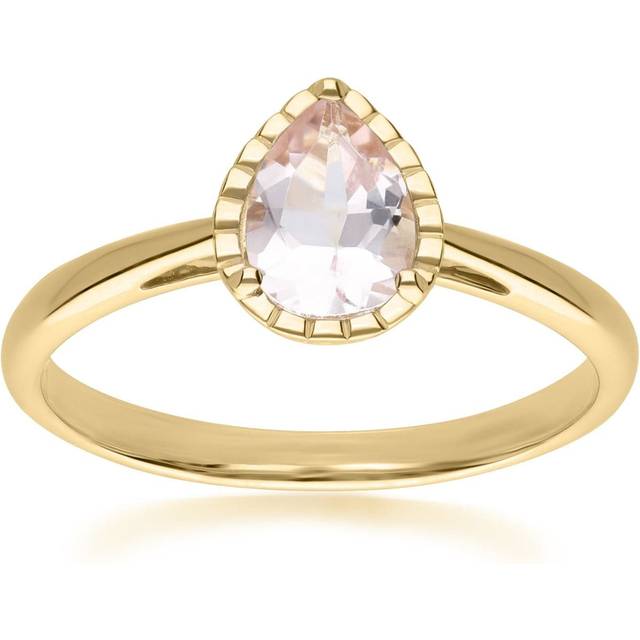 Classic Pear Morganite Ring in 9ct Yellow Gold