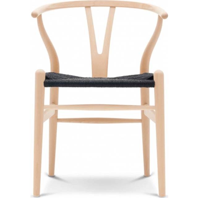 Carl Hansen - CH24 Y-Stolen, Klarlackad Bok, Svartflätat papperssnöre - Matstolar - Hans J. Wegner - Träfärgad - Papper/Trä