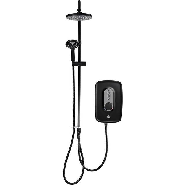 Danzi DuElec Electric Shower Black 9.5kW Modern Rainfall Head Handset - Triton