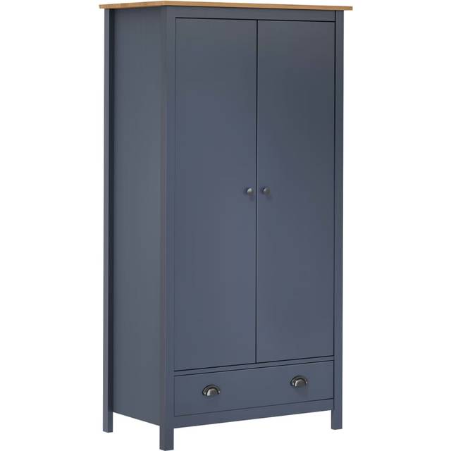 vidaXL 2-Door Wardrobe Hill Grey 89x50x170 cm Solid Pine Wood
