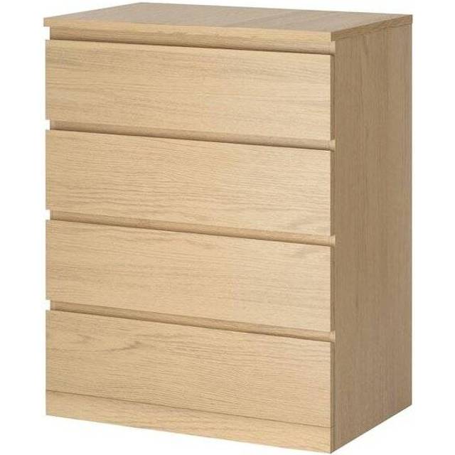 Ikea MALM Chest of 4 drawers, white stained oak veneer 80x100 cm
