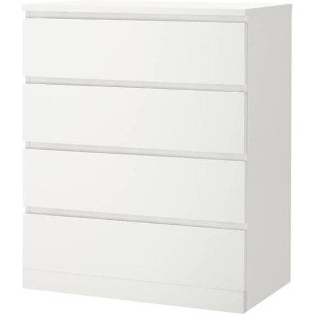 MALM Byrå med 4 lådor, vit, 80x100 cm