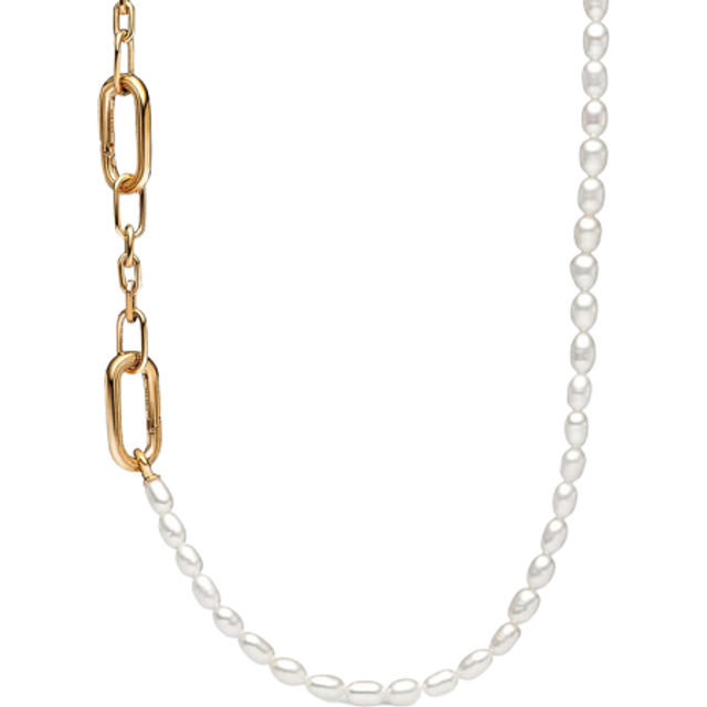 Pandora ME Slim Treated Freshwater Cultured Pearl Necklace - 14k gold plating / Treated freshwater cultured pearl / White - Sz. 45 cm