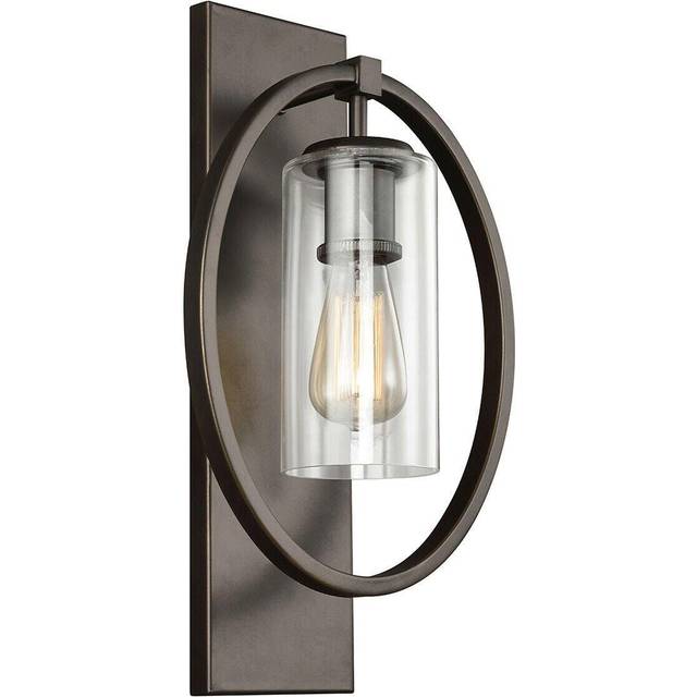 Wall Light Door Knocker Hoop with Clear Glass Shade Antique Bronze LED E27 60W