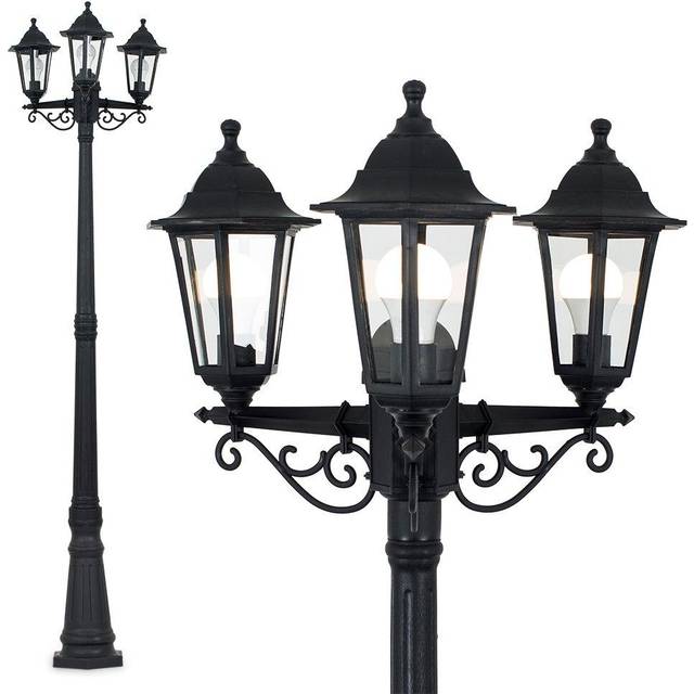 Valuelights Mayfair Black 3 Way Outdoor Ground Post Lantern Light - One Size