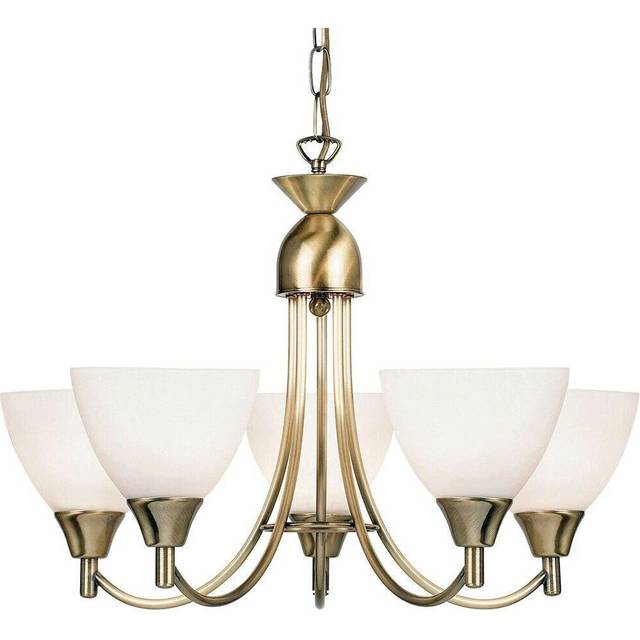 Hanging Ceiling Pendant Light ANTIQUE BRASS 5x Shade Lamp Bulb Holder Fitting