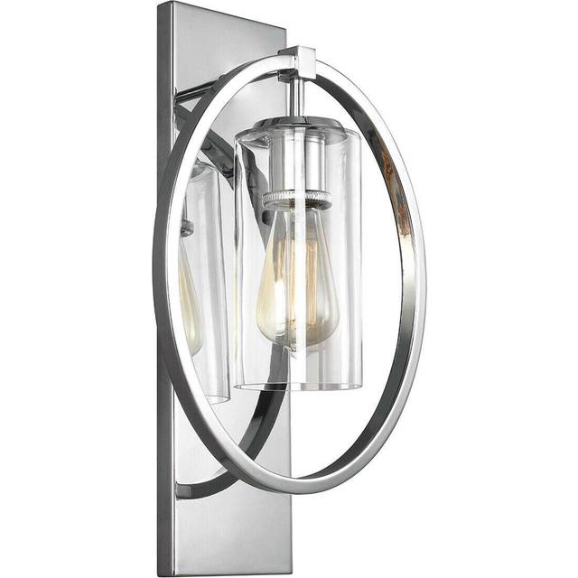 Wall Light Door Knocker Hoop with Clear Glass Shade Polished Chrome LED E27 60W