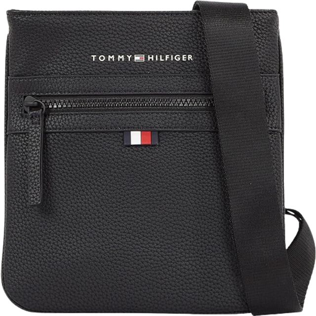 Tommy Hilfiger Herr Essential PU Mini Crossover axelväska liten, Svart, Taglia unica