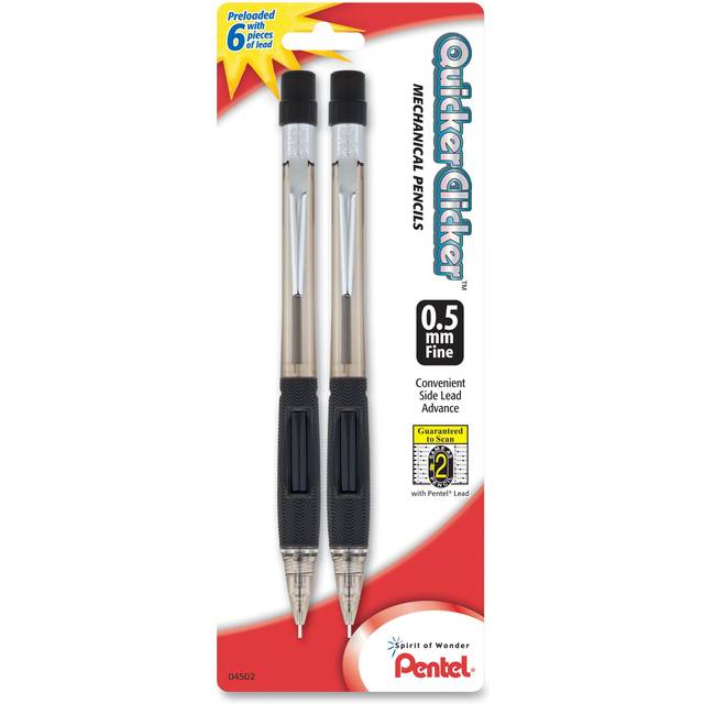Pentel Quicker Clicker Mechanical Pencil  0.5 mm  Smoke  2/Pk