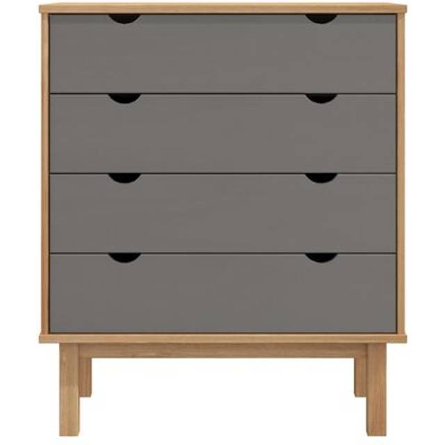 vidaXL Drawer Cabinet OTTA Brown&Grey 76.5x39.5x90cm Solid Wood Pine