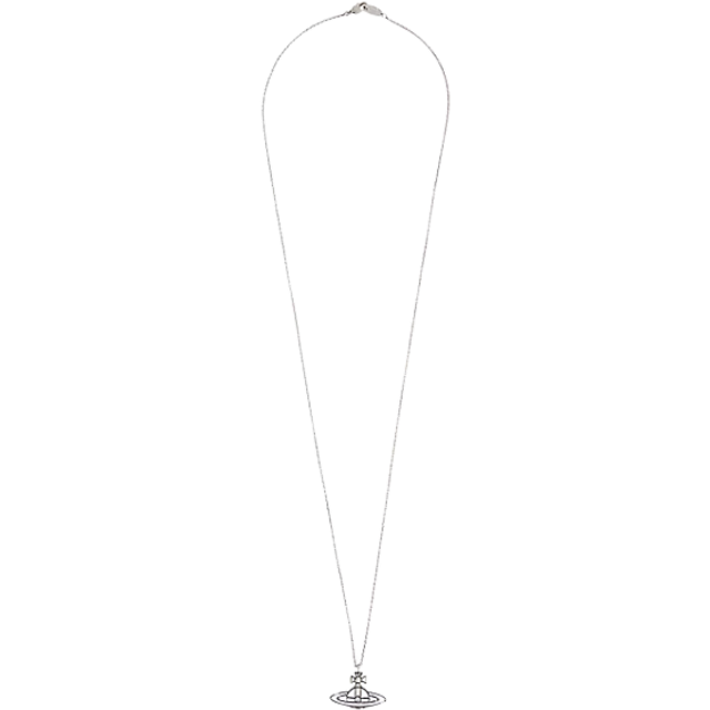 Vivienne Westwood Mens Palladium Thin Lines Flat Orb Brass Necklace - PALLADIUM