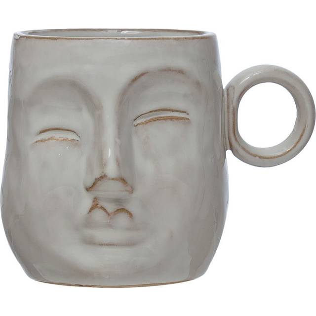 Bloomingville Stoneware Face  Reactive Glaze  Cream Color Mug  1 Count (Pack of 1)  White