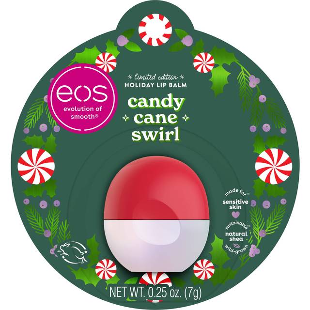 Eos Limited Edition Holiday Lip Balm  candy cane Swirl  christmas gifts & Stocking Stuffers  Lip care Products  025 oz