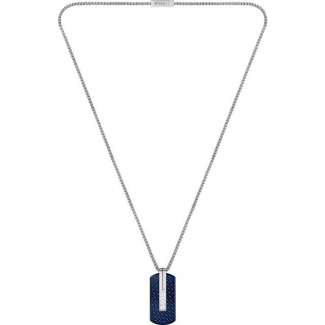 HUGO BOSS Orlando Dog Tag Necklace - Silver/Blue