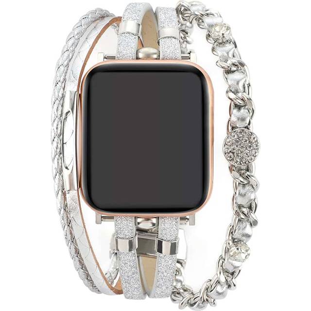 SHEIN 1pc Layered Wrap Watch Strap Compatible With Apple Watch 38mm 40mm 41mm 42mm 44mm 45mm 49mm Multilayer Leather Bracelet Watch Bands With Dual Chain An